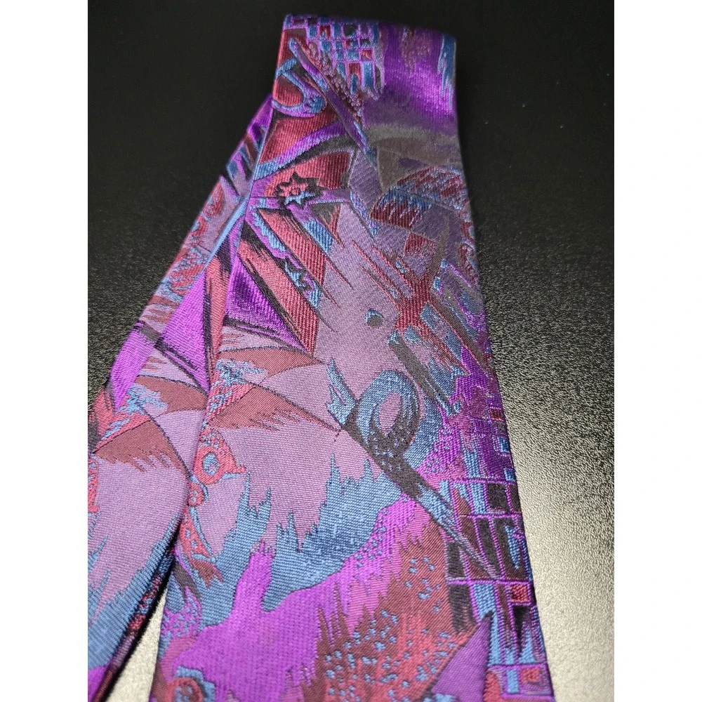 Gianni Versace Men's Necktie Purple Abstract Silk 3.75